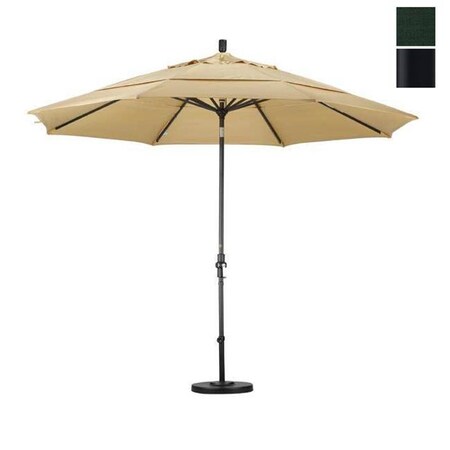 California Umbrella California Umbrella GSCU118302-F08-DWV 11 ft. Aluminum Market Umbrella Collar Tilt Matted Black-Olefin-Hunter Green-DWV GSCU118302-F08-DWV